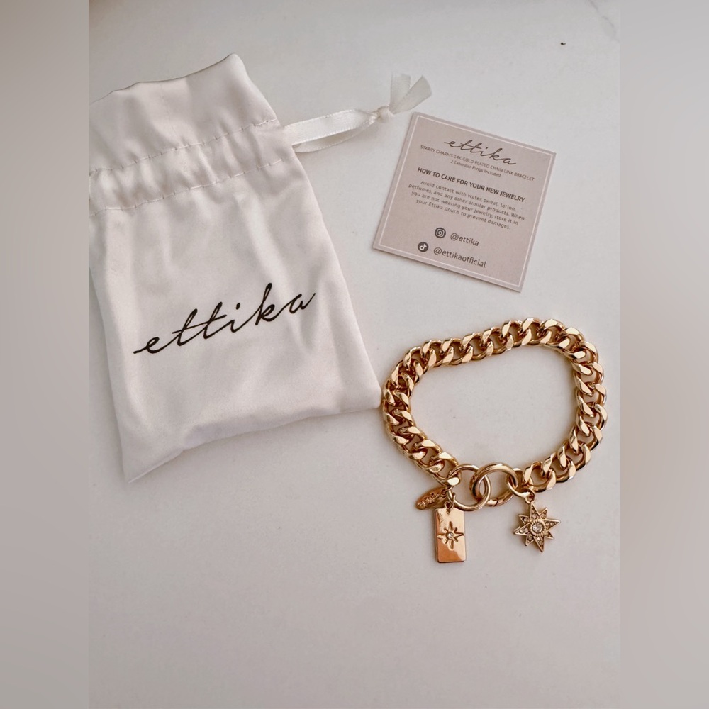NWT | Curateur x ETTIKA | Starry Charms Chain Link Bracelet 18K Gold Plated